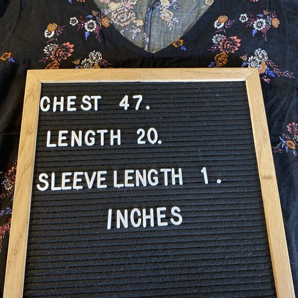 Mudd Womens Sz XL Black Floral Tie Front Cold Shoulder Short Sleeve V-Neck Top - Picture 9 of 9